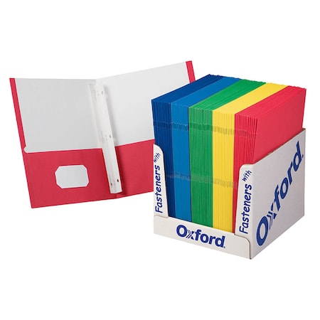 OXFORD School Grade Twin Pocket Folder with Fasteners, PK100 50764